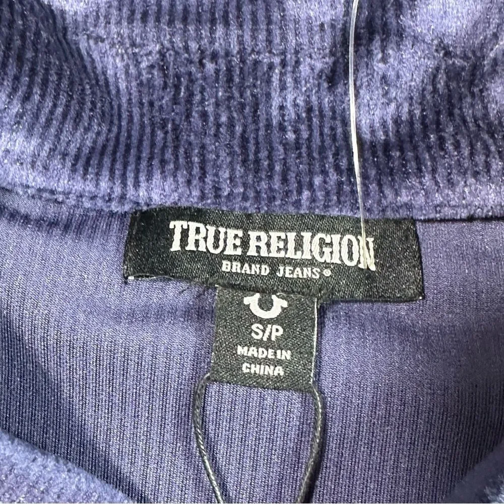 True Religion Deep Blue Velour Polo Shirt